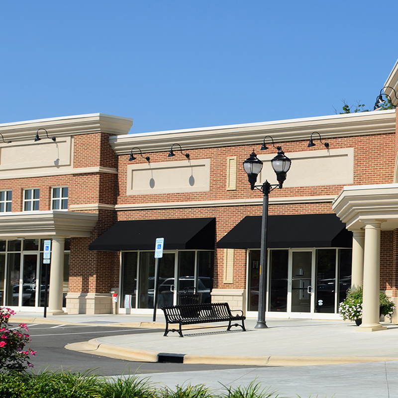 A suburban shopping center architecture fragment